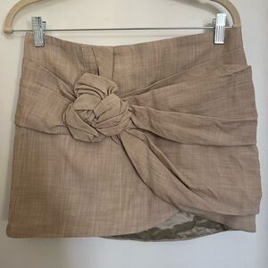 Zara assymetric linen tan mini skirt size S, US4